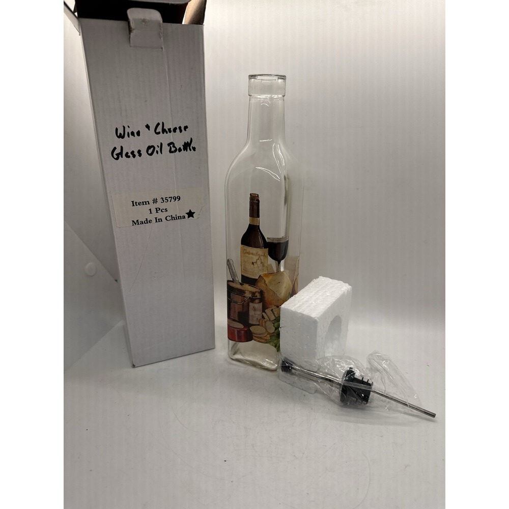 Glass Oil Bottle Dispenser Wine‎ Cheese Design Kitchen Cruet w Pour Spout